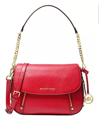 MICHAEL KORS Handbag Bedford Legacy Leather Flap Crossbody Bag Red -AUTHENTIC- • $129