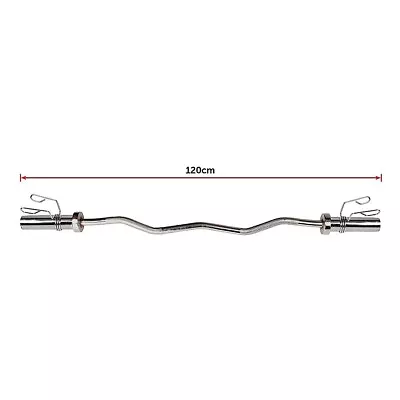 Chrome Olympic Curl Bar Barbell Heavy Duty EZ With Spring Collars • $141.21