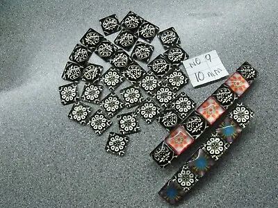 GLASS FLAT BACK COBOCHONS MOSAIC PATTERN 15mm  ARTS  CRAFTS BEADS HOME • £2.99