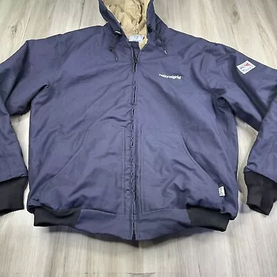 Tyndale Mens XL Jacket Blue Extra Large FR Duck Canvas Heavy Work Coat Hood • $69.99