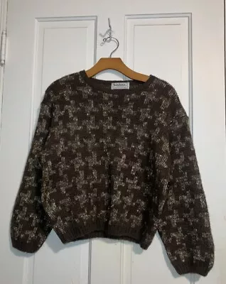 Vintage Santana Ltd Mohair Wool Soft Knit Brown Cropped Sweater Brown Pullover M • $20