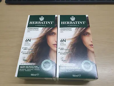 Herbatint 6N Dark Blonde 150ml Perm Hair Colour Gel X2 JUST £22.95 FREEPOST • £22.95