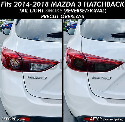 $18.99 • Buy For 14-2018 Mazda 3 SMOKE Tail Light Rear Signal Reverse Overlays PreCut Tint