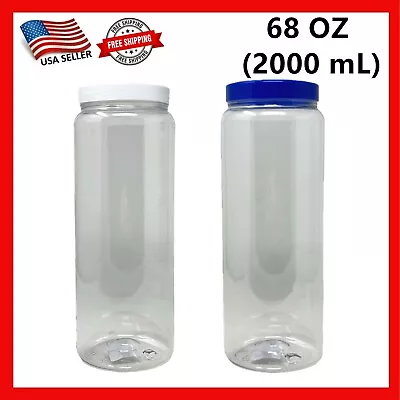 2 Pack Of 68oz Plastic Jars With Lids Airtight Container For Food Storage 2000mL • $13.99