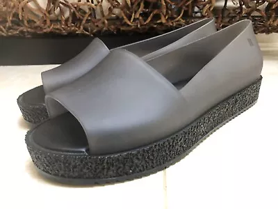 Melissa Jelly Peep Toe Platform Shoes Sandals Gray EU 39 US 8 Women’s EUC‼️ • $34.99