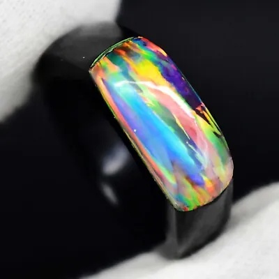 4.99 Gm Natural Fire Opal On Black Onyx Statement Ring US 9 For Men & Women • $26.99