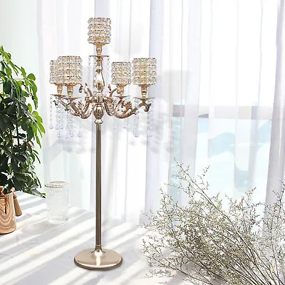 $80.40 • Buy 43'' 5 Arms Candelabra Crystal Candle Holder Decorations Wedding Centerpiece