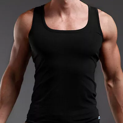 Mens GYM Muscle Tee Vest Male Y Back Tops T Shirts Fitness Camisole Solid Color • £5.63