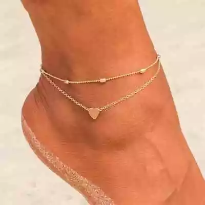 Sexy Love Heart Beads Double Layer Anklet Vintage Beach Ankle Bracelet Women Hot • $12.95