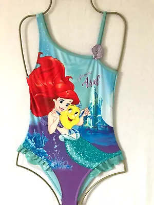 £5.25 • Buy Girls Turquoise Mix DISNEY Princess Ariel Swimsuit Age 9-10 Years -Sloping Frill