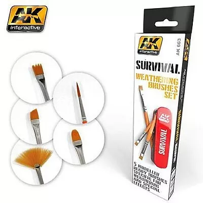 AK Survival Weathering Brushes Set (5 Different) - Hobby And Model Paint Brush • $22.22