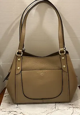 New Michael Kors Molly Brown Husk Pebbled Leather Large Tote Shoulder Bag $358. • $159.99