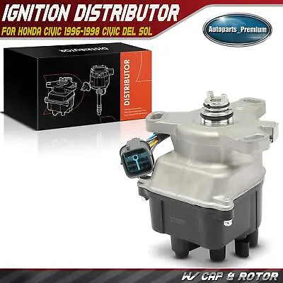 Ignition Distributor W/ Cap & Rotor For Honda Civic 1996-1998 Civic Del Sol 1.6L • $65.99