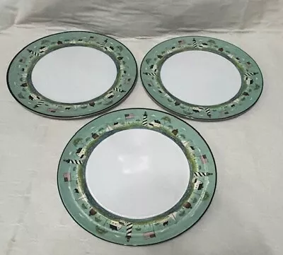 3 Warren Kimble Sakura Coastal Breeze Lighthouse 11  Melamine Dinner Plates • $18.99