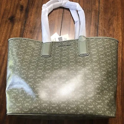 Michael Kors Jodie Large Tote Logo Jacquard Army Green Brand New With Tags 16” • $89.99