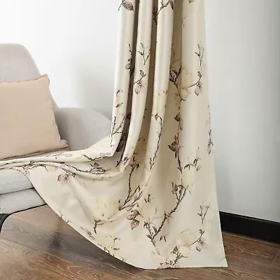 VOGOL Grommet Blackout Curtains For Living Room Magnolia Flower Printed Ther... • $86.78