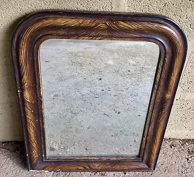 Original French Louis Philippe Overmantle Mirror. Faux Wood 1930’s. • £89