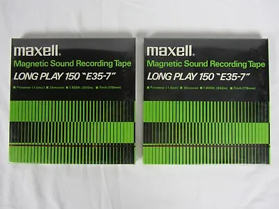 Lot Of 2 Maxell Long Play 150 E35-7 Magnetic Sound Recording Tape 1800 Feet NOS • $49