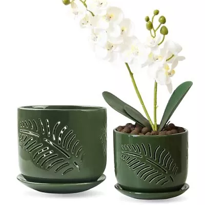 Ceramic Orchid Pots 6+5 Inch Orchid Pots With HolesOrchid Pots For Green • $45.55