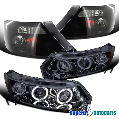 Fits 2006-2011 Civic 2Dr Coupe LED Halo Projector Head Light+Tail Glossy Black • $268