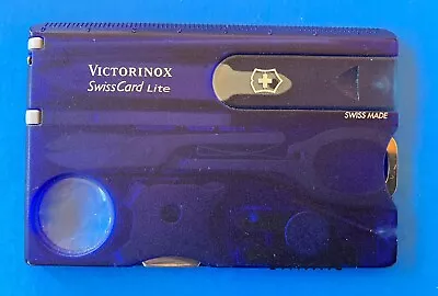 Translucent Blue Victorinox Swiss Army SwissCard Lite Multi-tool W/ Red Light • $39.99