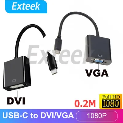 USB C USB 3.1 Type C To DVI VGA Video Monitor Adapter Cable For Apple Macbook AU • $9.45