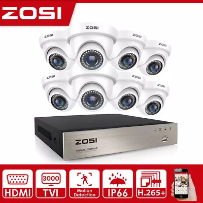 ZOSI 8CH 1080P TVI DVR Surveillance Outdoor 3000TVL CCTV Security Camera System • $279.99