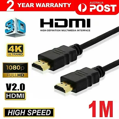 $4.99 • Buy 1M Premium HDMI Cable Ultra HD V2.0 4K 2160p 1080p 3D High Speed Ethernet Black