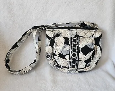 Vera Bradley Camellia Floral Clara Shoulder Purse Or Crossbody Black White Blue • $15