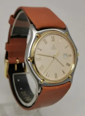 Vtg 1990s Ebel 1911 Date 18k Gold & Steel Quartz 34mm Slimline Gents Wrist Watch • £395