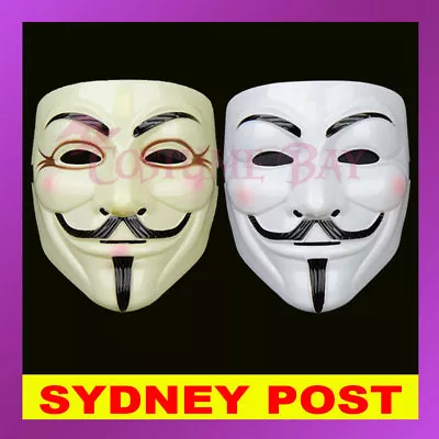 Anonymous Mask V For Vendetta Fawkes Scream Scary Evil Halloween Horror Costume • £3.69