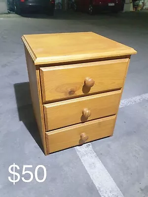 USED Wooden Bedside Tables X 2 - Solid Wood Finish With Varnish • $50