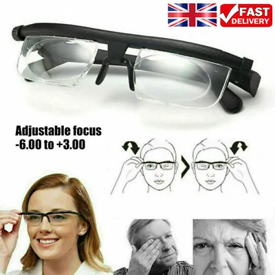 £5.75 • Buy New Dial Adjustable Glasses Variable Focus Distance Vision Reading Eyeglasses UK