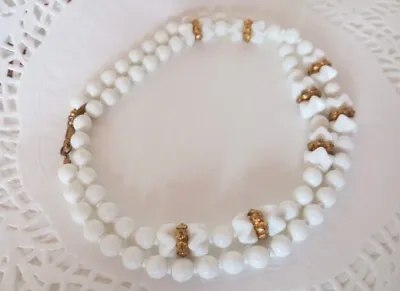 Vintage Signed Miriam Haskell Milk Glass Bead 29  Necklace Wear Repair *As Is* • $49.99