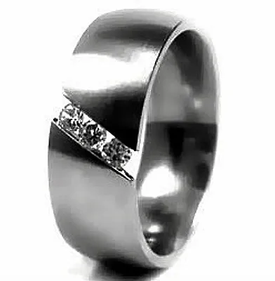 TITANIUM Matte Polished TENSION Ring With Round CZ In Angled Setting Size 10 • $17.28