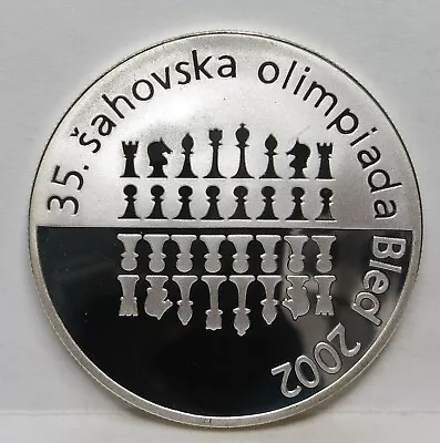 SLOVENIA 2500 Tolar 2002 PROOF BU UNC Silver Chess Olympiad Bled Horse Scarce • $395