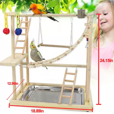 Bird Toys Parrot Stand Perch Bird Play Gym Bird Ladder Playground Parrot Toys AU • $87.99