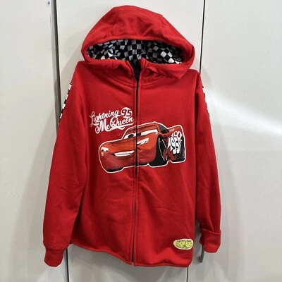 DISNEY STORE 'CARS' Lightning McQueen Zip-Front Hooded Jacket US 7/8 • £20.08