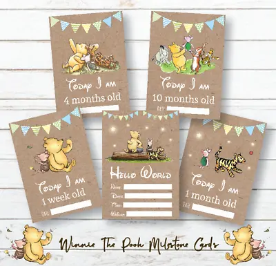 Winnie The Pooh Baby Milestone Cards • Baby Shower Gift • New Baby Gift • Boy • £5.99