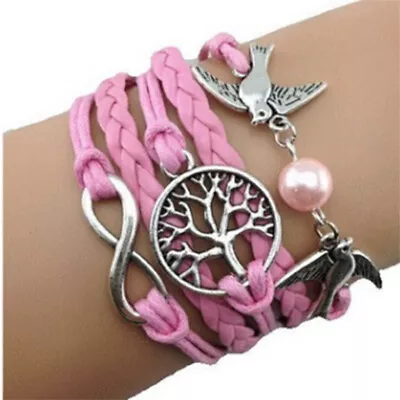 New Braided Bracelet Infinity Friendship Multilayer Charm Leather Bracelets TK32 • $0.01