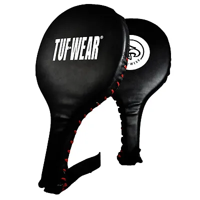 Tuf Wear PU Training Punch Paddles Boxing Fitness Coaching Equipment Black • £27.99