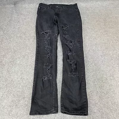 LEVIS 511 Jeans Mens 32 Black Slim Stretch Denim W32 L34 Distressed (20376) • £29.99