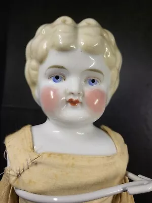 Blond Bisque Porcelain Doll 20  W/ Center Part Hair Original Muslin Barrel Leg • $144.50