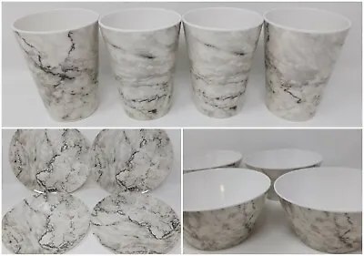 Melamine Plate Bowl Tumbler Camping Home Dining Various Sizes Marble Design • £28.69