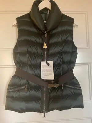 Brand New $ 895 Authentic Moncler Women's Sz 2 Belted Puffer Vest Green • $495