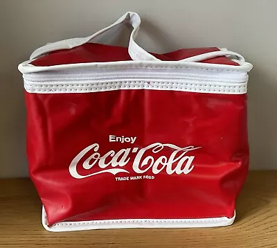 Enjoy Coca-Cola Coke Red Soft Vinyl Lunch Bag Zip Zipper Handle Collectable • $29