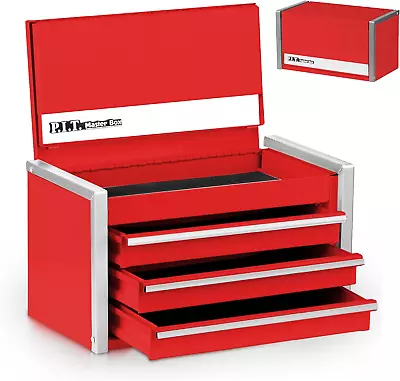 Mini Red Tool Box Portable 3 Drawer Steel Tool Box With Magnetic Tab Locking R • $59.31