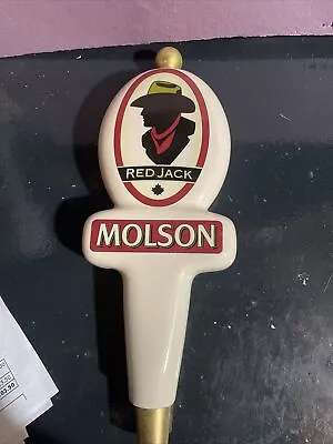 Vintage Molson Red Jack Ceramic Beer Tap Handle Knob 10” Bar Pub Mancave • $24.99