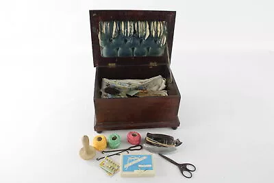 £5.50 • Buy Antique / Vintage HABERDASHERY SET In Wooden Box Inc ADVERTISING  Etc