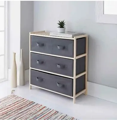 Fabulous Addis 3 Drawer Canvas Unit Elegant Storage Space To Your Home *NEW* • £38